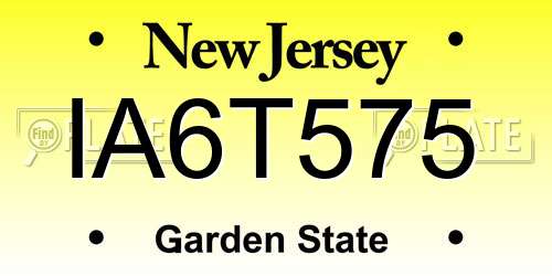 IA6T575 New Jersey License Plate