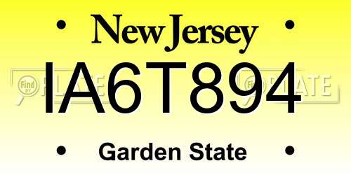 IA6T894 New Jersey License Plate