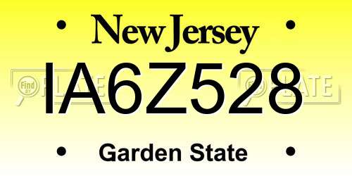 IA6Z528 New Jersey License Plate