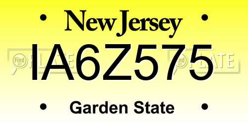IA6Z575 New Jersey License Plate
