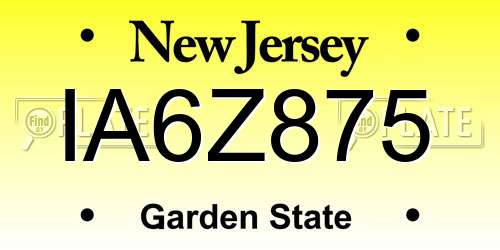 IA6Z875 New Jersey License Plate