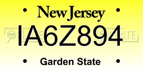 IA6Z894 New Jersey License Plate