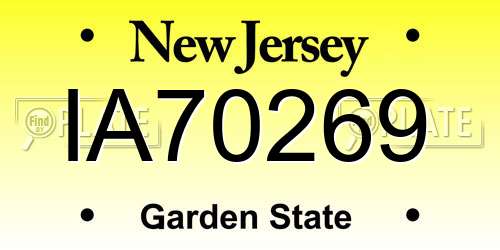 IA70269 New Jersey License Plate