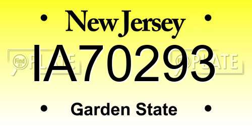 IA70293 New Jersey License Plate