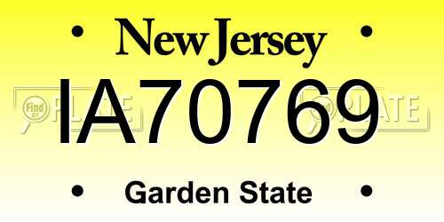 IA70769 New Jersey License Plate