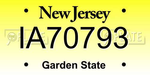 IA70793 New Jersey License Plate