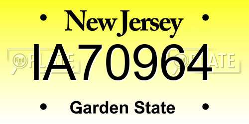 IA70964 New Jersey License Plate