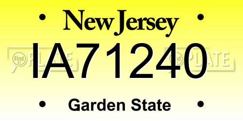 IA71240 New Jersey License Plate