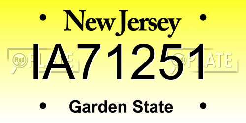 IA71251 New Jersey License Plate