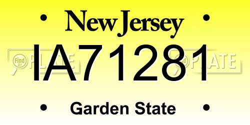 IA71281 New Jersey License Plate