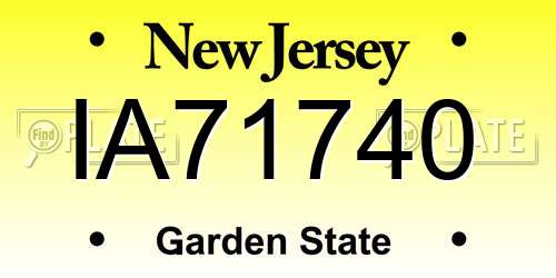 IA71740 New Jersey License Plate