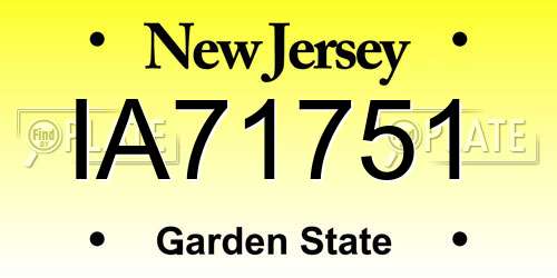 IA71751 New Jersey License Plate