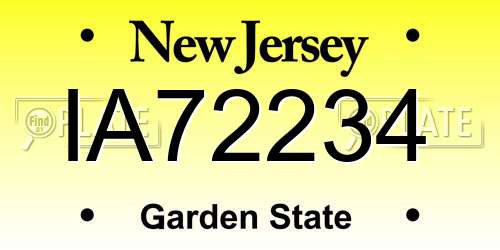 IA72234 New Jersey License Plate