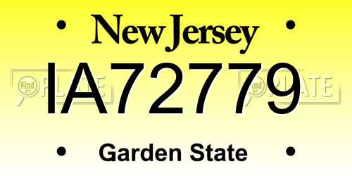 IA72779 New Jersey License Plate