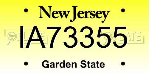 IA73355 New Jersey License Plate