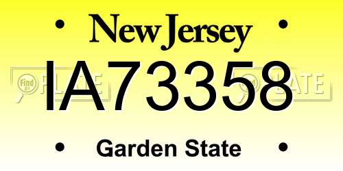 IA73358 New Jersey License Plate