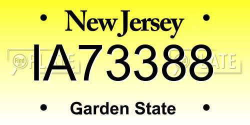 IA73388 New Jersey License Plate