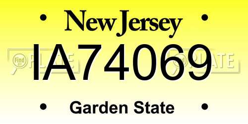 IA74069 New Jersey License Plate