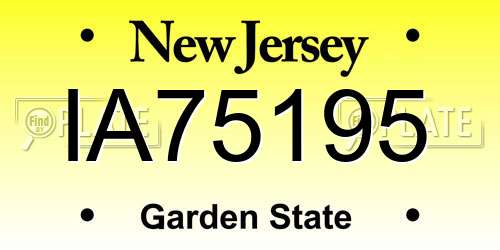 IA75195 New Jersey License Plate
