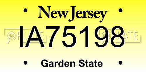 IA75198 New Jersey License Plate