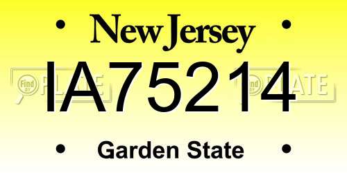IA75214 New Jersey License Plate