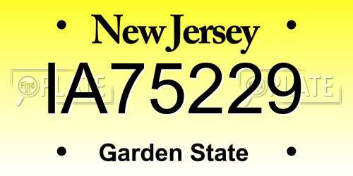 IA75229 New Jersey License Plate