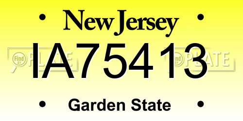 IA75413 New Jersey License Plate