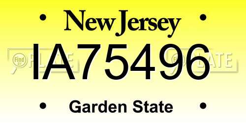 IA75496 New Jersey License Plate