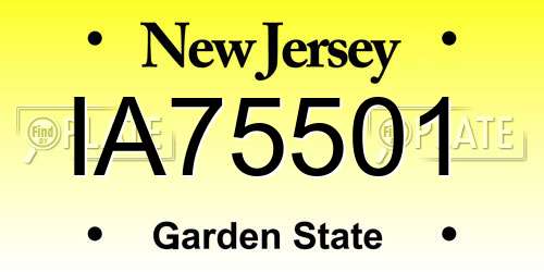 IA75501 New Jersey License Plate