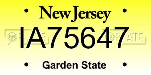 IA75647 New Jersey License Plate