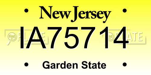 IA75714 New Jersey License Plate