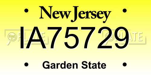 IA75729 New Jersey License Plate
