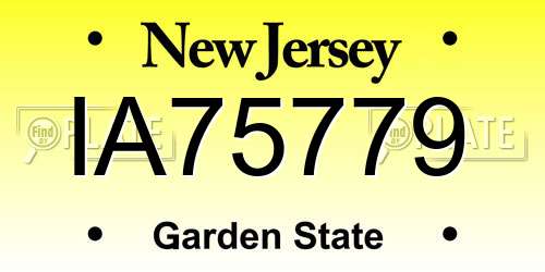IA75779 New Jersey License Plate