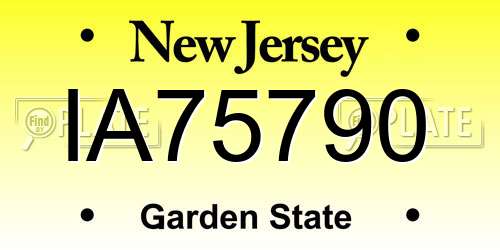 IA75790 New Jersey License Plate