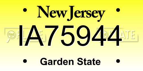 IA75944 New Jersey License Plate