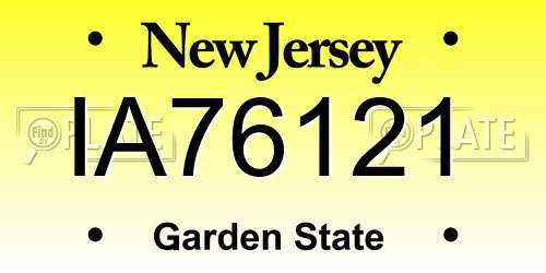 IA76121 New Jersey License Plate