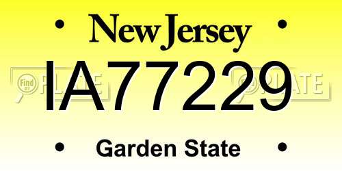 IA77229 New Jersey License Plate