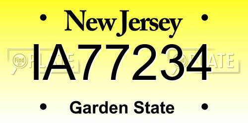 IA77234 New Jersey License Plate