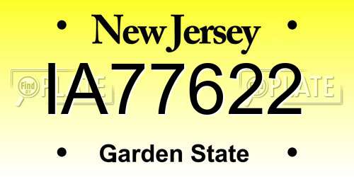 IA77622 New Jersey License Plate