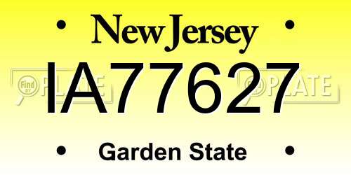 IA77627 New Jersey License Plate