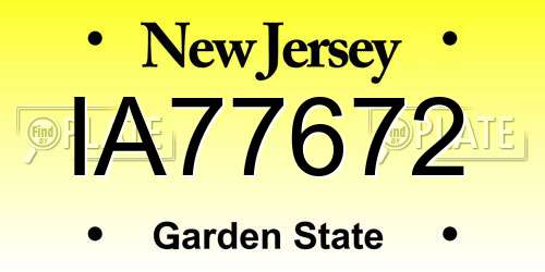 IA77672 New Jersey License Plate