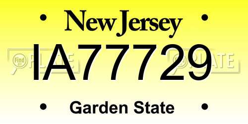 IA77729 New Jersey License Plate
