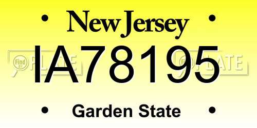 IA78195 New Jersey License Plate