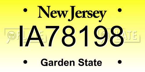 IA78198 New Jersey License Plate