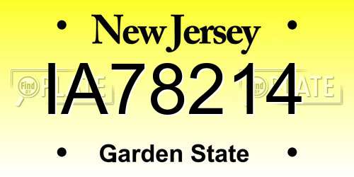 IA78214 New Jersey License Plate