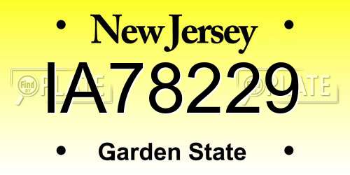 IA78229 New Jersey License Plate
