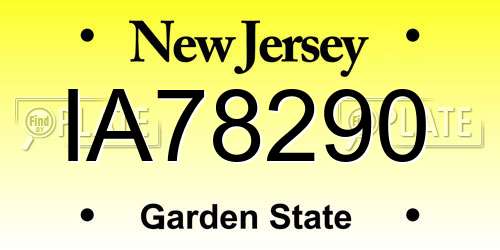 IA78290 New Jersey License Plate