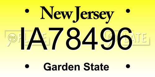 IA78496 New Jersey License Plate