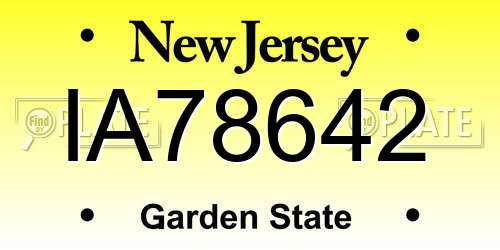 IA78642 New Jersey License Plate