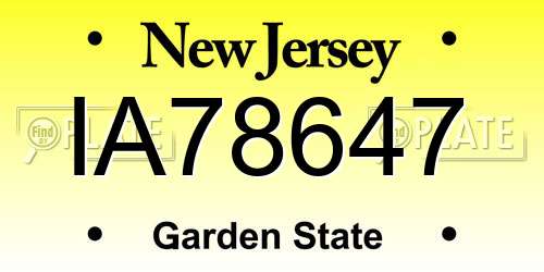 IA78647 New Jersey License Plate